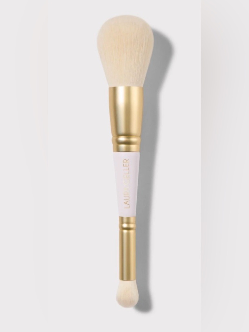 Laura Geller White and Gold Dual Ended Cheek and Eyeshadow Makeup Brush, BNWT